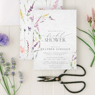 Invitation Élégante douche de mariée fleur sauvage aquarelle