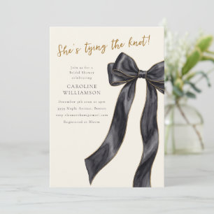 Invitation Élégante douche de nœud noir qu'elle noue