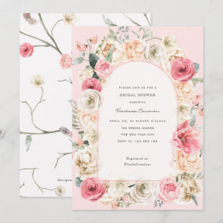 Invitation Elégante douche de printemps rose rousse