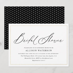 Invitation élégante douche nuptiale à script noir