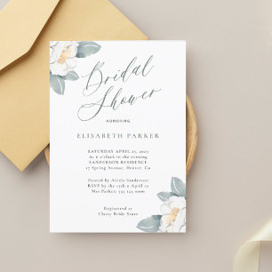 Invitation Elégante douche nuptiale fleurie aquarelle moderne