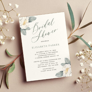 Invitation Elégante douche nuptiale fleurie aquarelle moderne