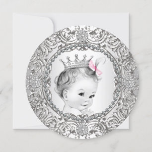 Invitation Elégante Douche pour bébé rose et argent élégant