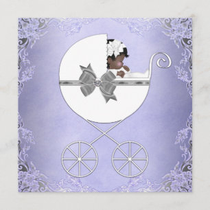 Invitation Élégante douche pour bébé violet et gris