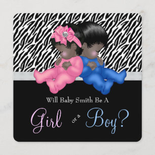 Invitation Elégante douche Zebra Baby Genre