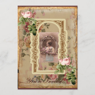 Invitation élégante du jour de mère de roses de