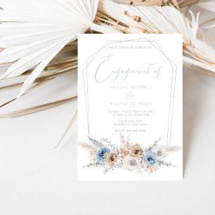 Invitation Élégante Dusty Blue Boho