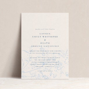 Invitation Elégante Dusty Blue Chinoiserie Floral Mariage