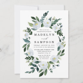 Invitation Elégante Dusty Blue Floral Garden