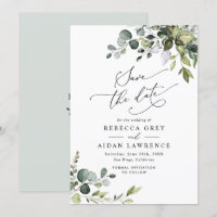 Elégante Dusty Blue Greenery Mariage Enregistrer l