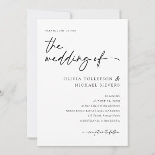 Invitation Élégante écriture manuscrite moderne Mariage noir 