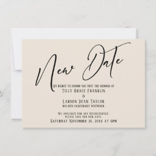 Invitation Élégante écriture manuscrite Nouveau Date Cream Fa