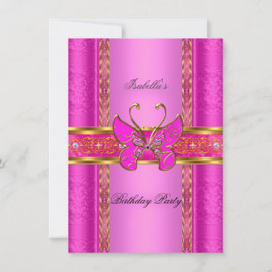 Invitation Élégante Elite Hot rose Gold Butterfly Party
