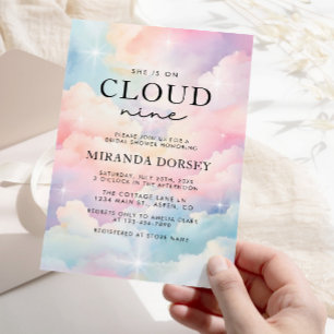 Invitation Élégante, Elle Est Sur Cloud Neuf Fêtes des mariée