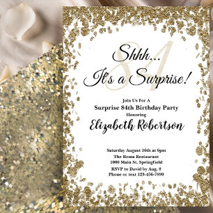 Invitation élégante en or pour les 84 ans