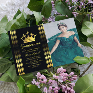 Invitation élégante en or pour Quinceanera