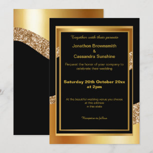 INVITATION ÉLÉGANTE EN PARTIES SCINTILLANT NOIRE E