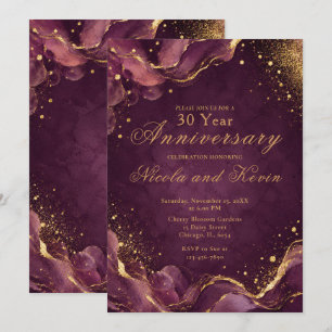 Invitation Élégante encre alcoolique or mariage anniversaire