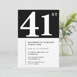 Invitation élégante et chic pour les 41 ans en noi