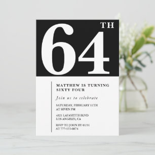 Invitation élégante et chic pour les 64 ans en noi