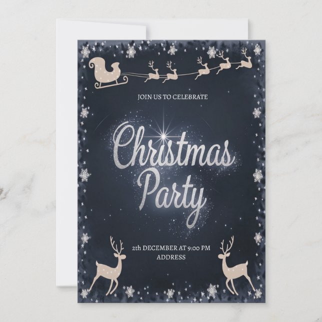 Invitation élégante et festive pour la fête de Noë (Devant)
