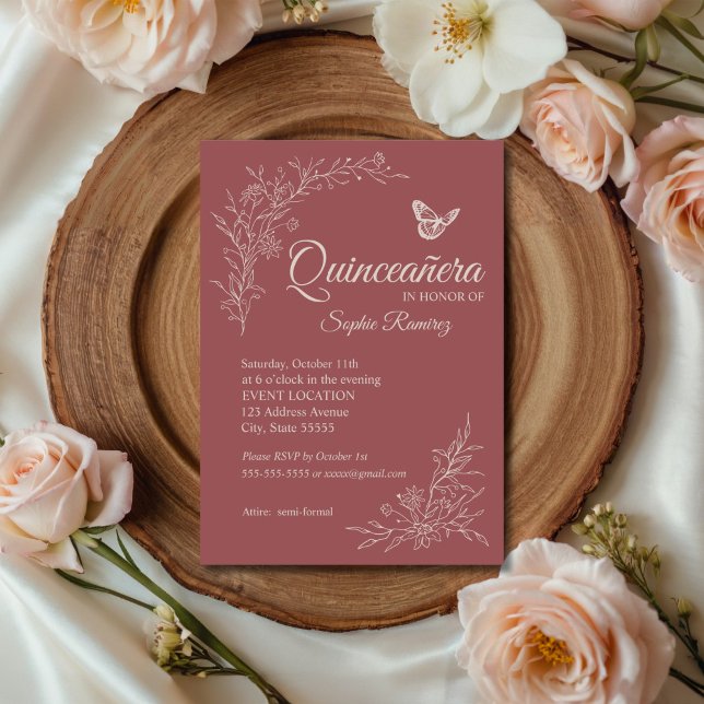 Invitation élégante et intemporelle pour Quinceañe (Créateur téléchargé)