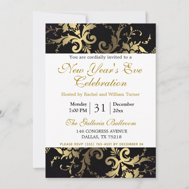 Invitation élégante et moderne pour la fête du Nou (Devant)