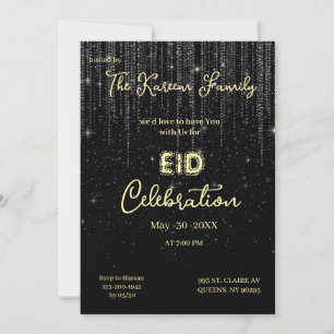 Invitation élégante et noire pour la fête de l'Eid