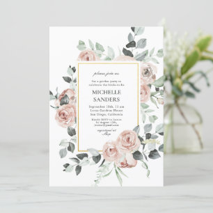 Invitation Elégante Eucalyptus Dusty Fête des mariées Rose