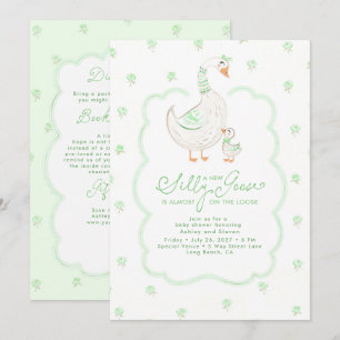 Invitation Élégante Faire Naître Silly Goose Verte Tout En Un