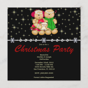 Invitation Élégante famille de pain d'épices et étoiles CUTE 
