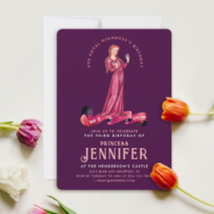 Invitation Élégante Fantaisie de Princesse Rose et Violette