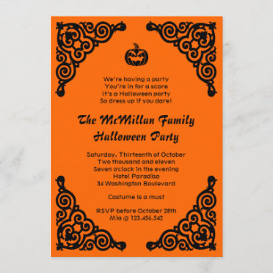 Invitation Élégante fête costumée Jack O'Lantern Halloween