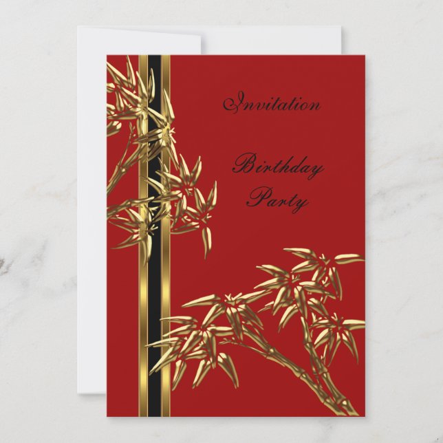 Invitation Élégante fête d'anniversaire Asiatique  (Devant)