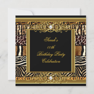 Invitation Élégante fête d'anniversaire Black Gold Mixte Anim