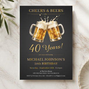 Invitation Élégante Fête d'anniversaire de 40 ans Cheers and