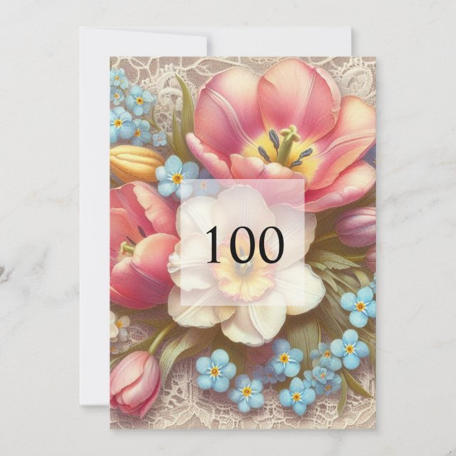 Invitation Elégante fête d'anniversaire de l'aquarelle fleuri (Devant)