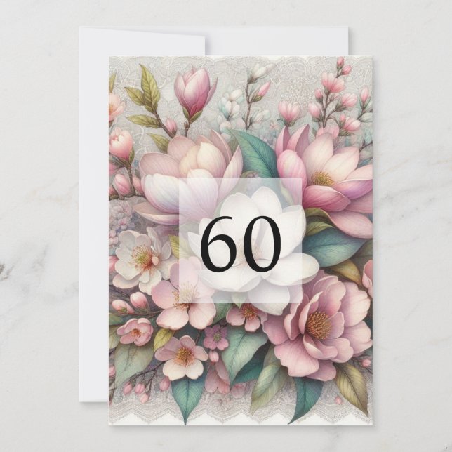 Invitation Elégante fête d'anniversaire de l'aquarelle fleuri (Devant)