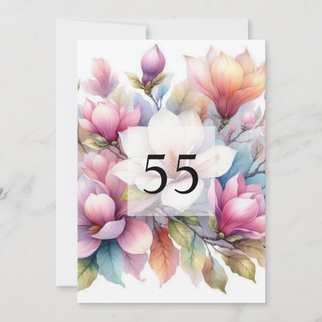 Invitation Elégante fête d'anniversaire de l'aquarelle fleuri (Devant)