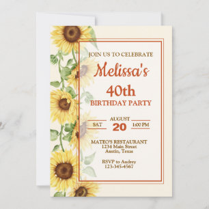 Invitation Élégante fête d'anniversaire de tournesol