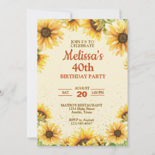 Invitation Élégante fête d'anniversaire de tournesol