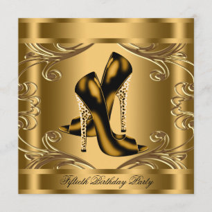 Invitation Élégante fête d'anniversaire Noir et Or