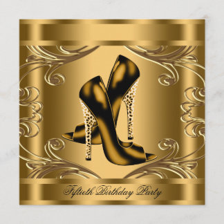 Invitation Élégante fête d'anniversaire Noir et Or