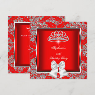 Invitation Elégante fête d'anniversaire Regal Red Damask Arge