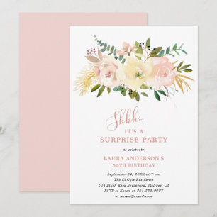 Invitation Élégante fête d'anniversaire rose rose floral supr
