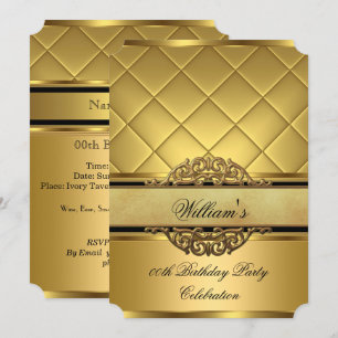 Invitation Élégante fête d'anniversaire Royal Gold