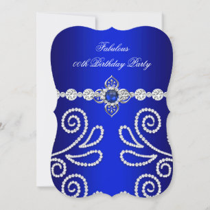 Invitation Élégante fête d'anniversaire Royale Bleu Diamant P