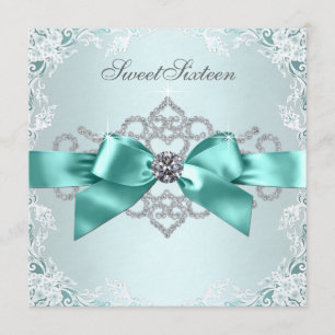 Invitation Elégante fête d'anniversaire Turquoise bleue