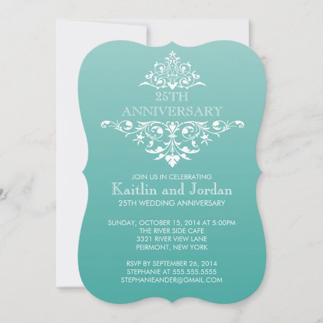 Invitation Élégante fête d'anniversaire Turquoise Green Flour (Devant)