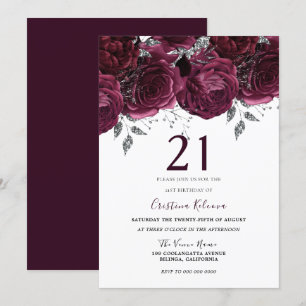 Invitation Elégante fête de 21e anniversaire des Roses de la 